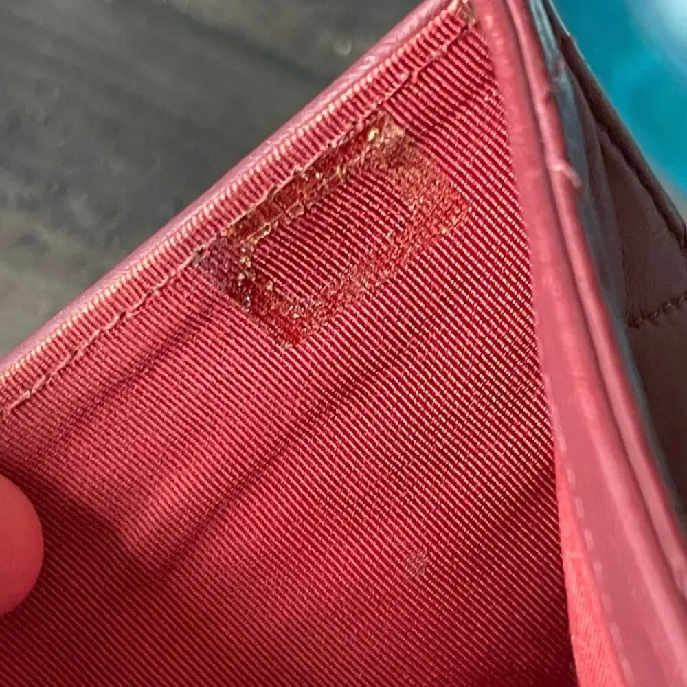 Chanel CC French Lambskin Wallet in a rare raspberry color COA Authentic